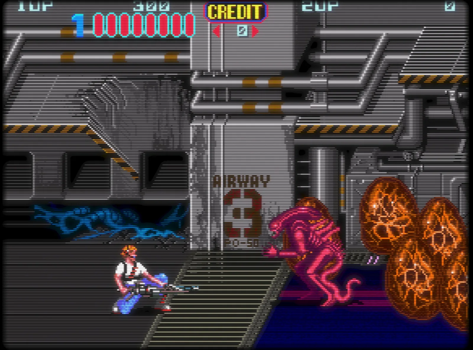 Um jogo de arcada clássico com o shader CRT do RetroArch