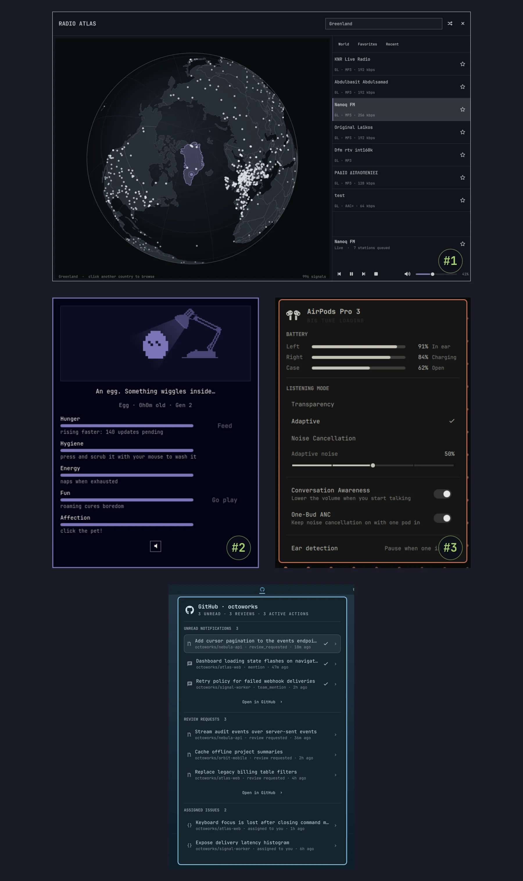 Radio Atlas, Omagotchi, AirPods e GitHub